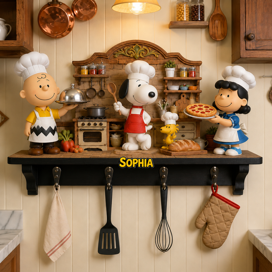 Comic Friends Chef Wall Hook Rack, Kitchen Towel Hooks - Personalized Cooking Custom Shaped Wall Hook Rack