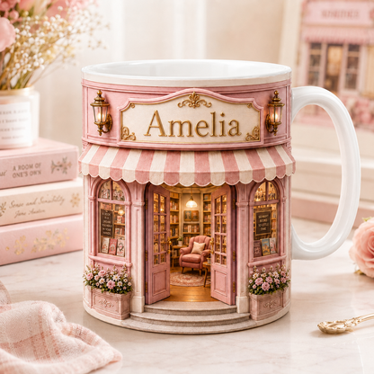 Personalized Book Lover Mug – Custom Bookshop Coffee Mug with Name