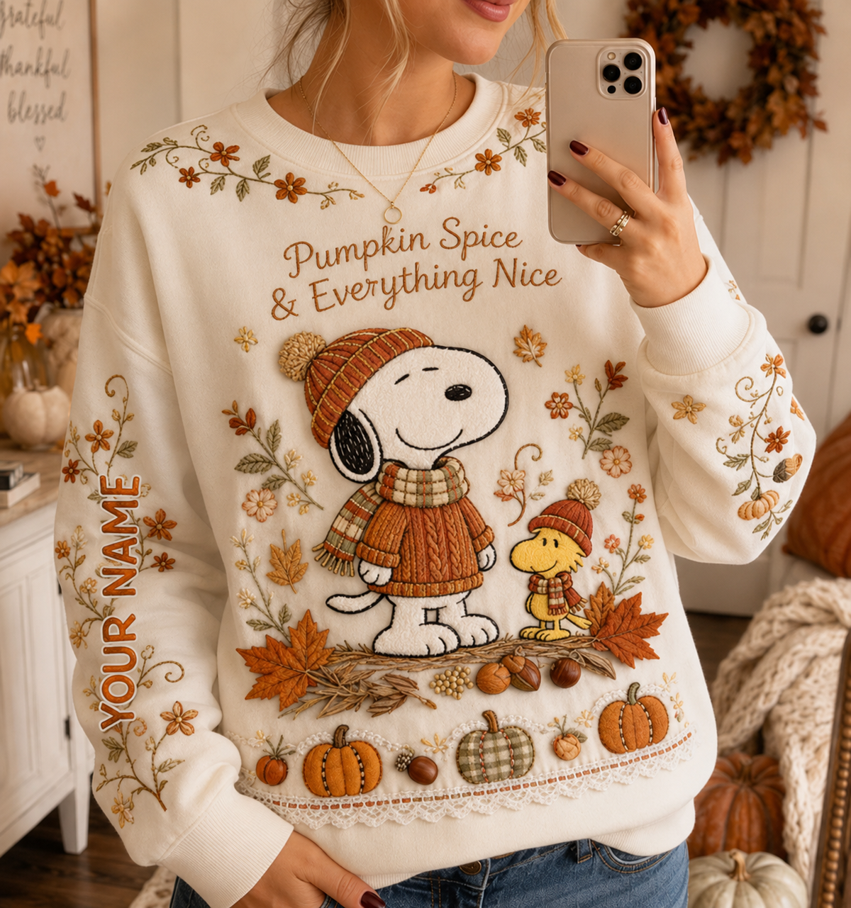 Pumpkin Fall Puppy Sweatshirt - Personalized Autumn Comic Friends Sweater