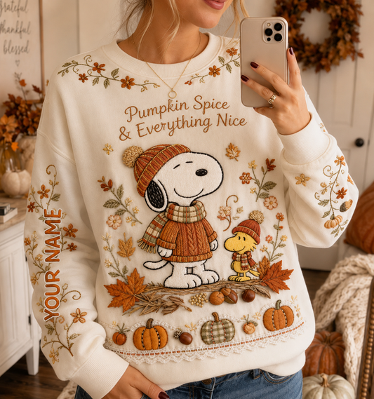 Pumpkin Fall Puppy Sweatshirt - Personalized Autumn Comic Friends Sweater