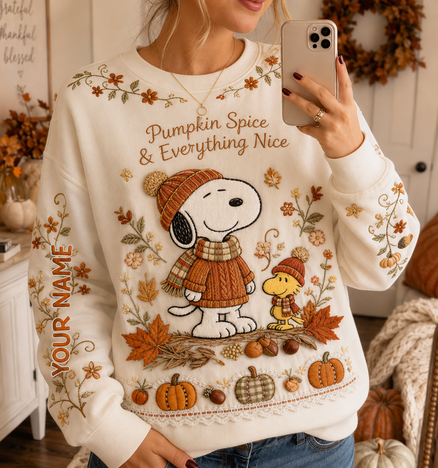 Pumpkin Fall Puppy Sweatshirt - Personalized Autumn Comic Friends Sweater