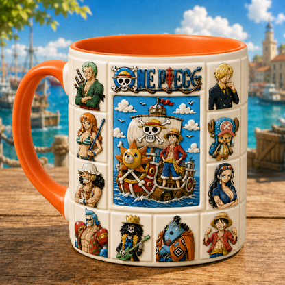 Anime Pirate Crew Mug – Adventure Sailing Character Coffee Cup, Ocean Explorer Gift for Fans