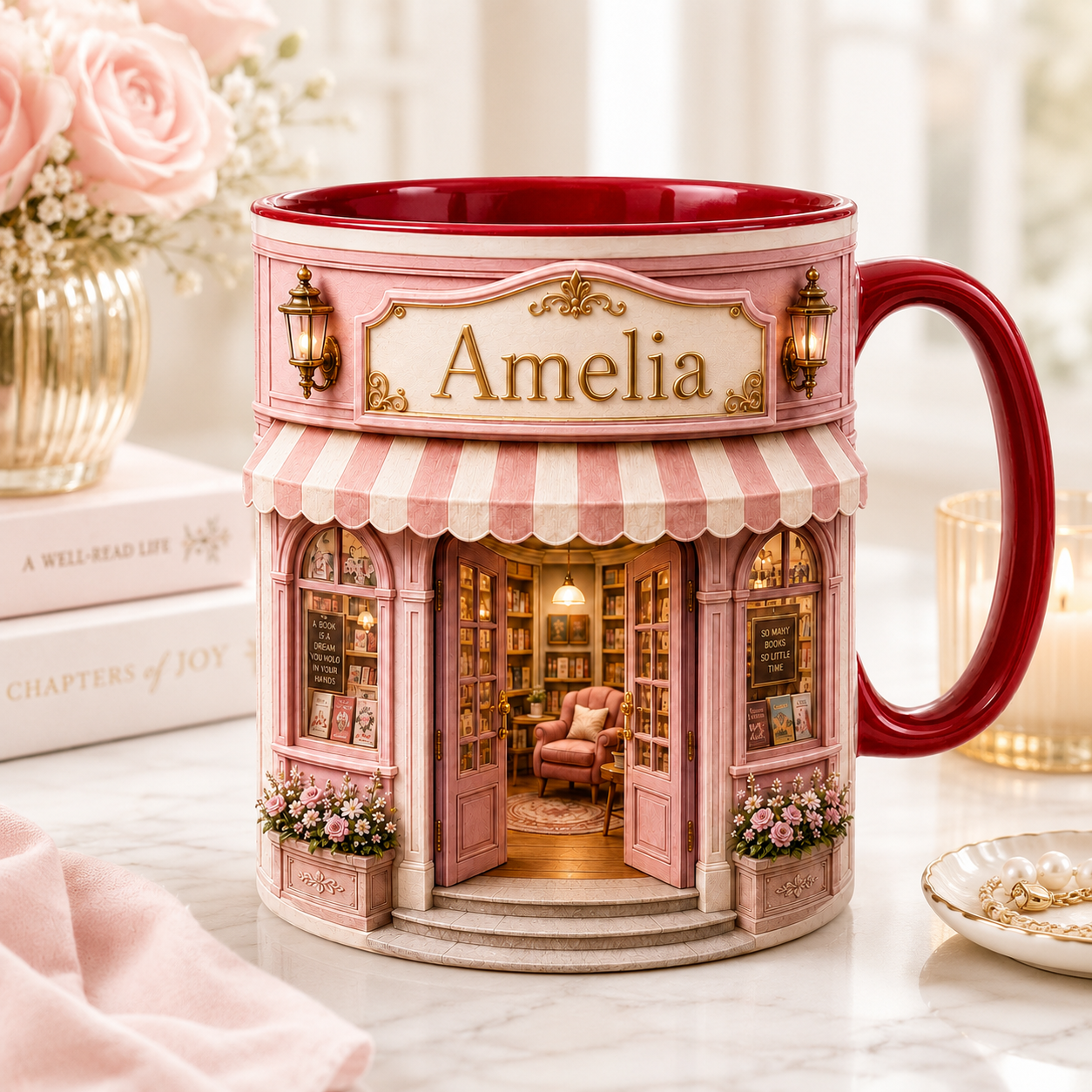 Personalized Book Lover Mug – Custom Bookshop Coffee Mug with Name