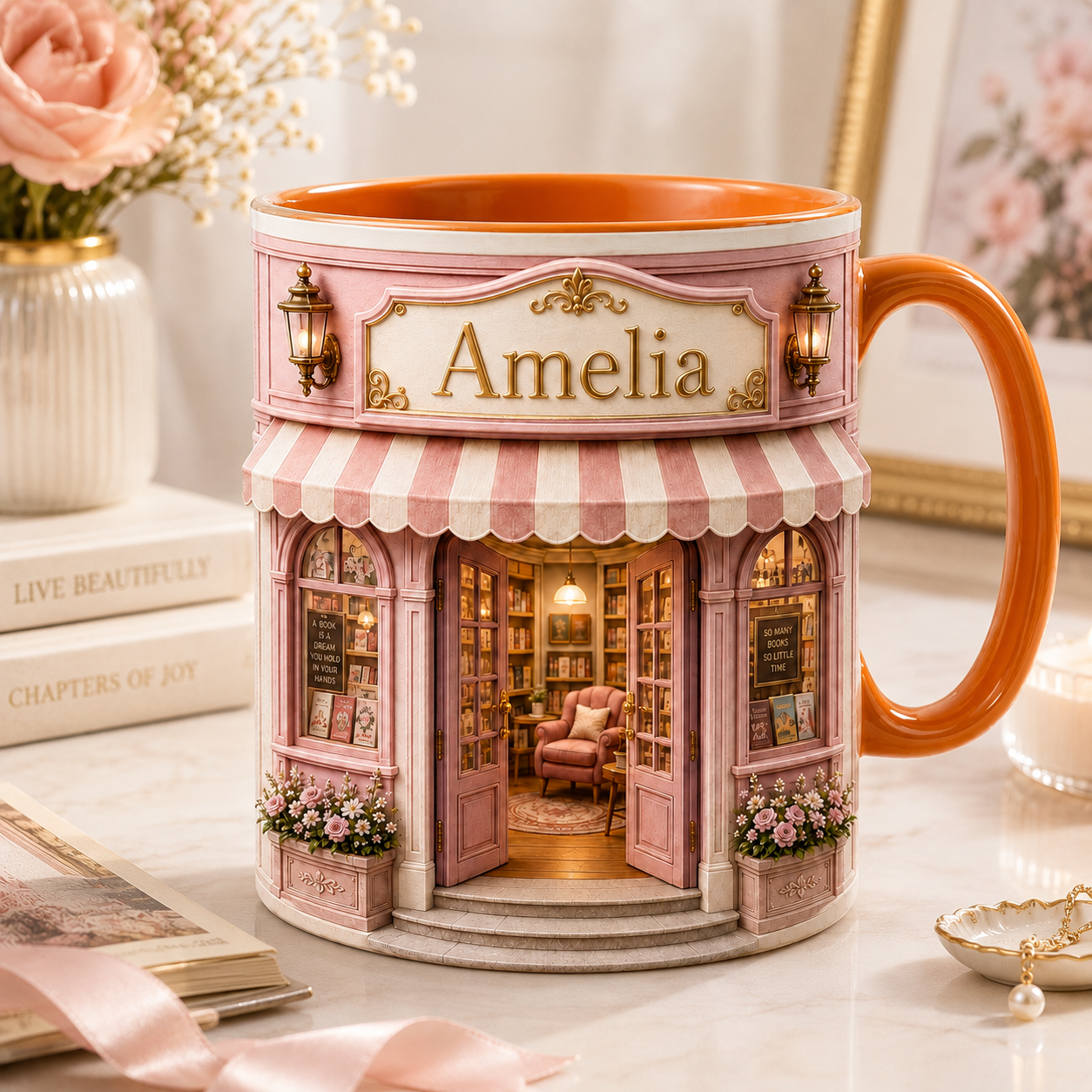 Personalized Book Lover Mug – Custom Bookshop Coffee Mug with Name