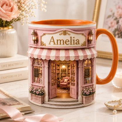 Personalized Book Lover Mug – Custom Bookshop Coffee Mug with Name