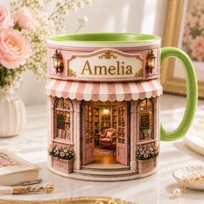 Personalized Book Lover Mug – Custom Bookshop Coffee Mug with Name