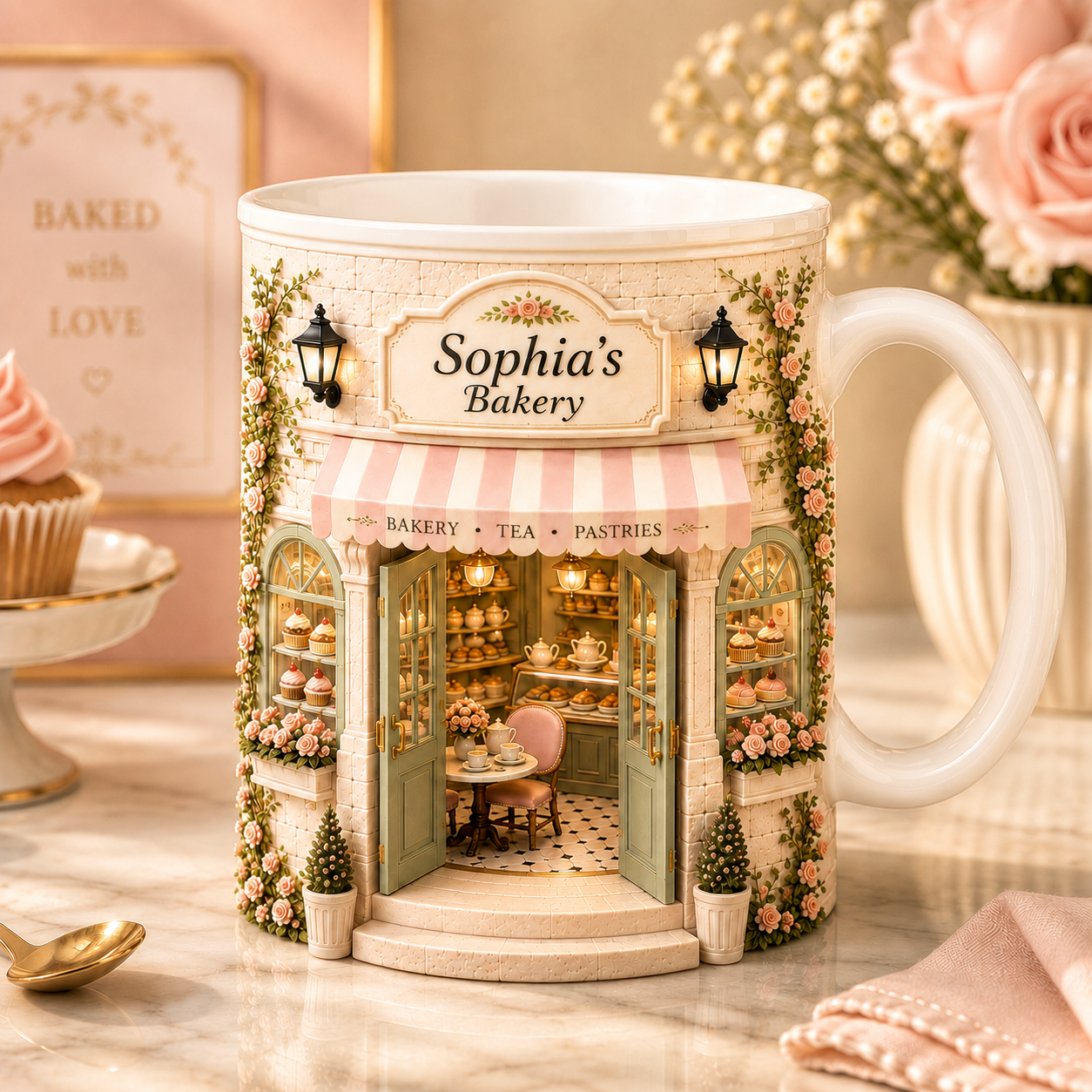 Personalized Baking Lover Mug – Custom Bakery Coffee Mug with Name
