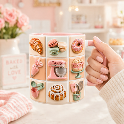 Personalized Baker Mug with Name – Custom Name Baking Lover Coffee Cup