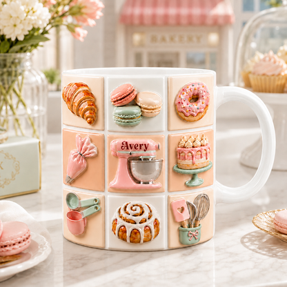 Personalized Baker Mug with Name – Custom Name Baking Lover Coffee Cup