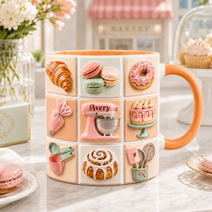 Personalized Baker Mug with Name – Custom Name Baking Lover Coffee Cup