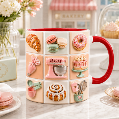 Personalized Baker Mug with Name – Custom Name Baking Lover Coffee Cup