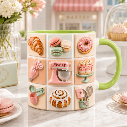 Personalized Baker Mug with Name – Custom Name Baking Lover Coffee Cup