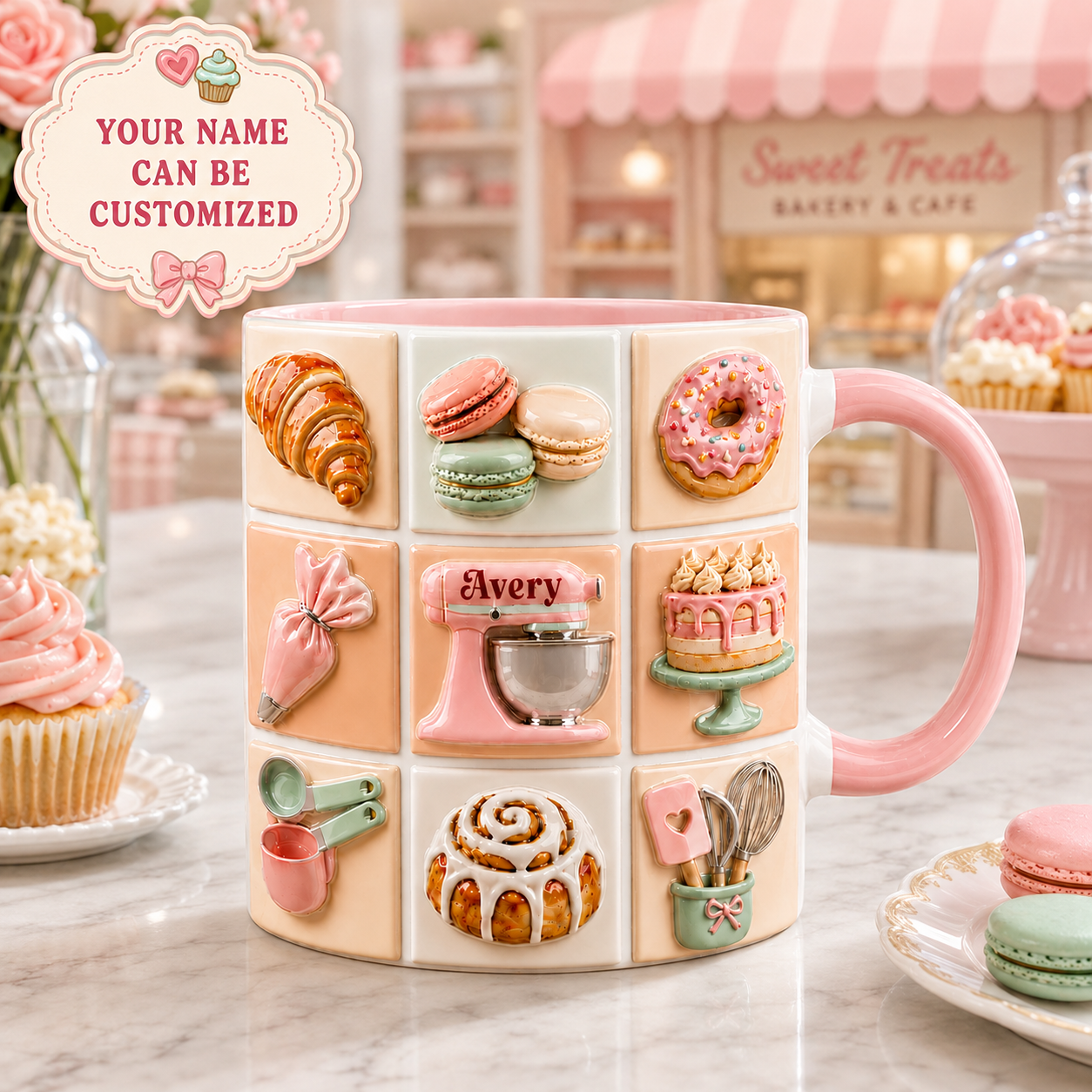 Personalized Baker Mug with Name – Custom Name Baking Lover Coffee Cup