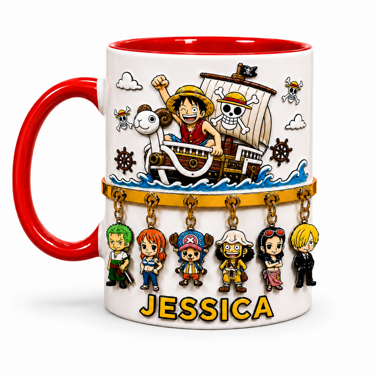 Personalized Straw Hat Anime Mug – Custom Name Pirates Crew Gift
