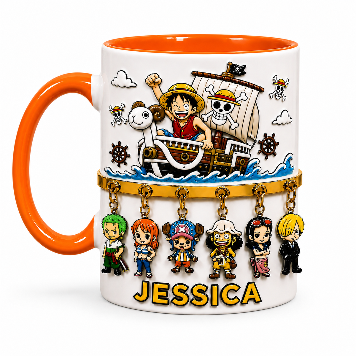 Personalized Straw Hat Anime Mug – Custom Name Pirates Crew Gift