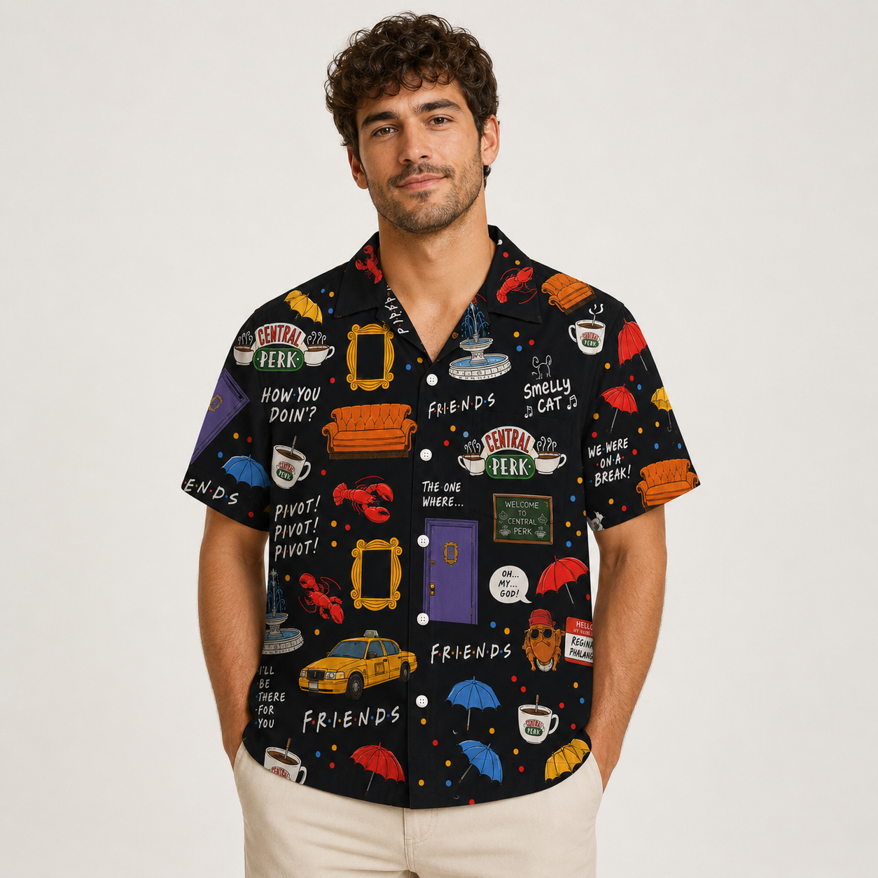 Coffee Friends Sitcom-Inspired Hawaii Shirt Beach Short