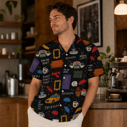 Coffee Friends Sitcom-Inspired Hawaii Shirt Beach Short