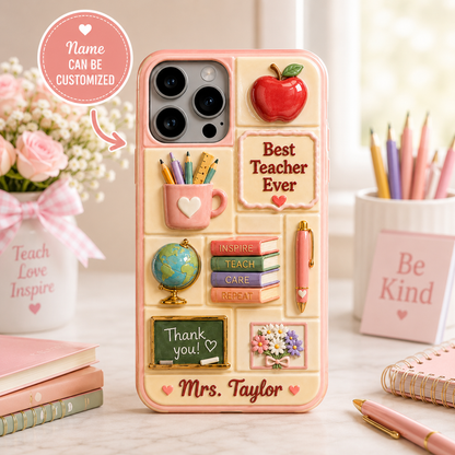 Personalized Teacher Phone Case - School Supplies Case Best Teacher Gift