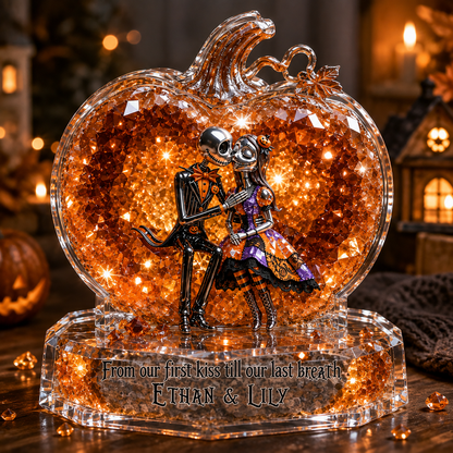 Personalized Skeleton Couple - Halloween Nightmare Custom Shaped Acrylic Plaque