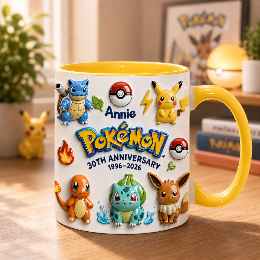 Personalized Pocket Monster Mug – Custom Name Cute Elemental Creature Gift