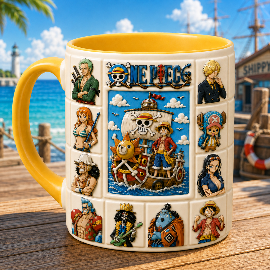 Anime Pirate Crew Mug – Adventure Sailing Character Coffee Cup, Ocean Explorer Gift for Fans