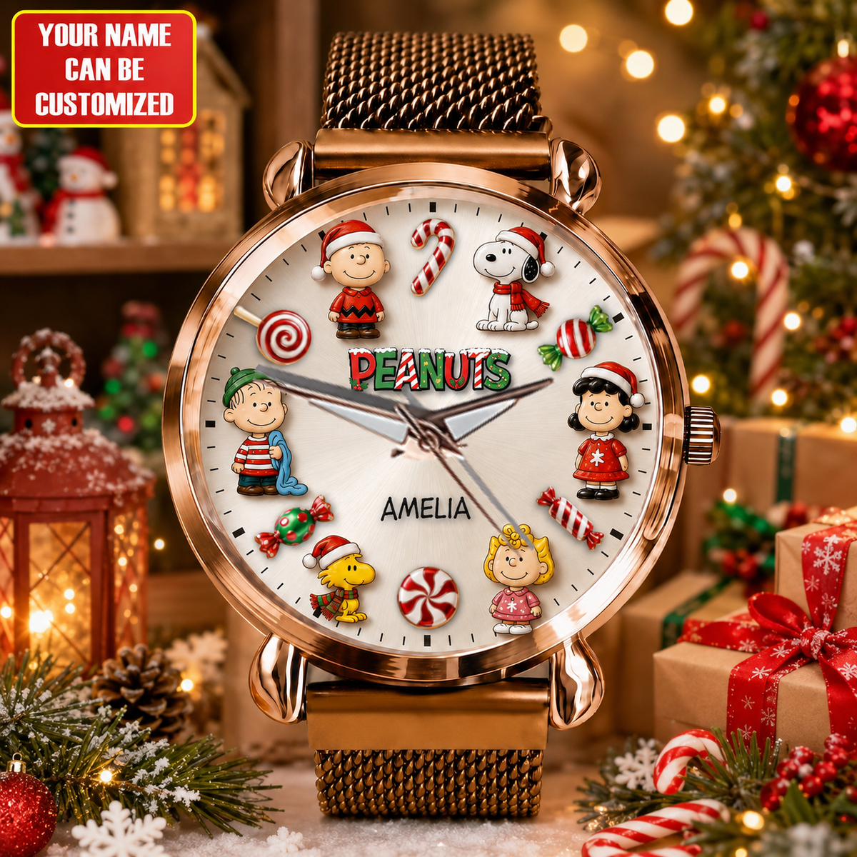Custom Christmas Comic Friends Handwatch - Personalized Cute Puppy Watch