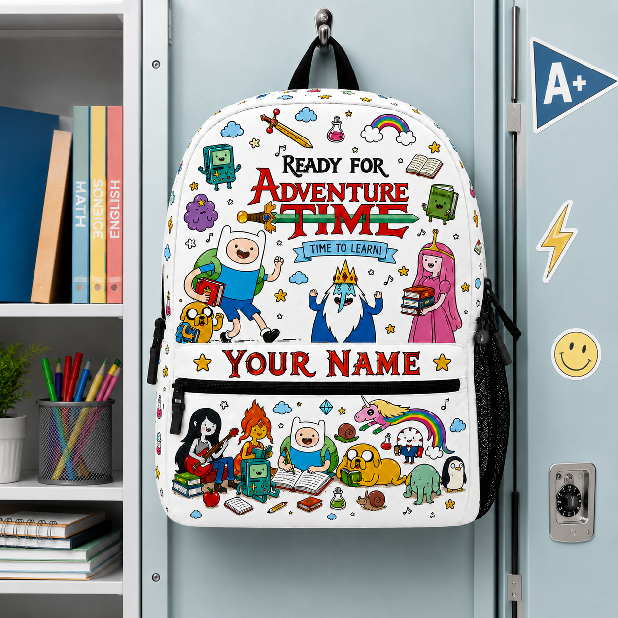 Personalized Cartoon Adventure Backpack – Custom Name Fantasy School Bag Gift