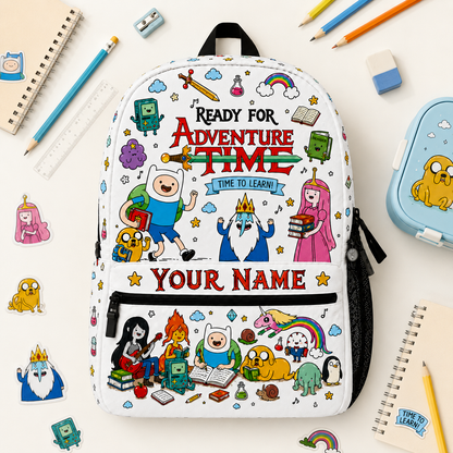 Personalized Cartoon Adventure Backpack – Custom Name Fantasy School Bag Gift