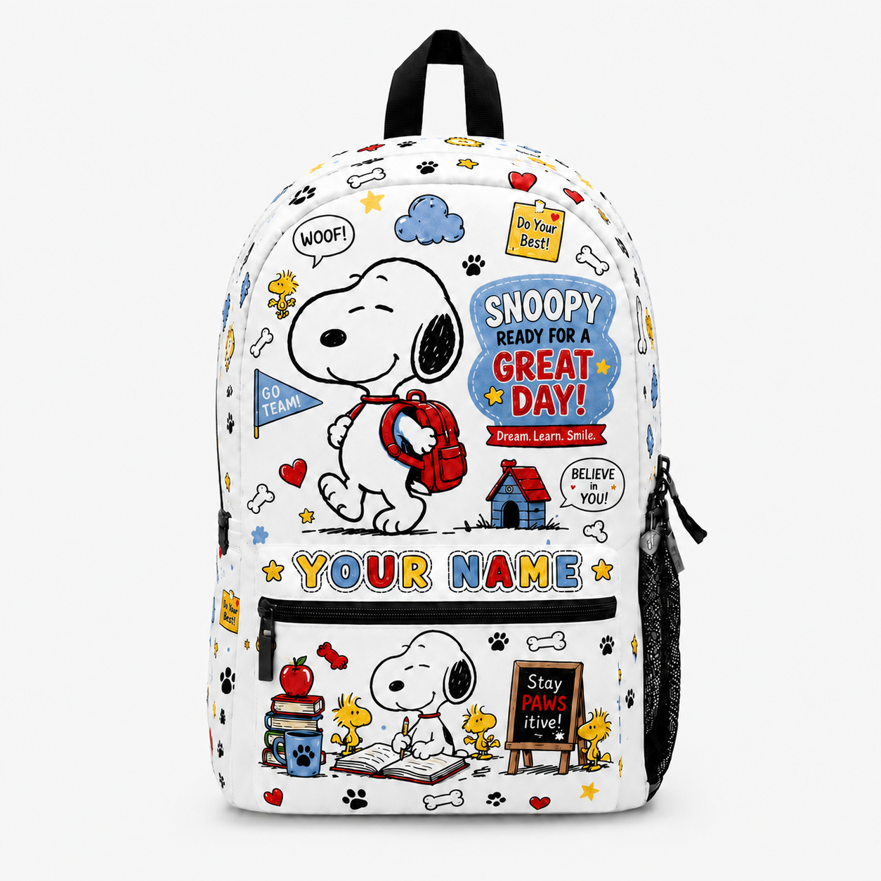 Cartoon Dog Backpack, Cute School Bookbag with Paw Print Design