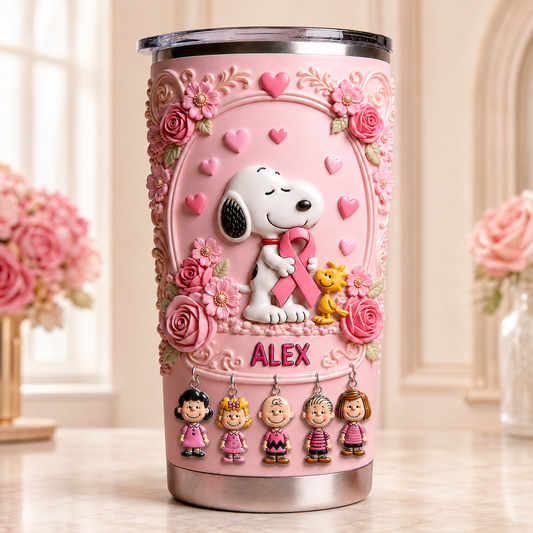 Cancer Awareness Comic Friends Tumbler - Custom Name Tumbler