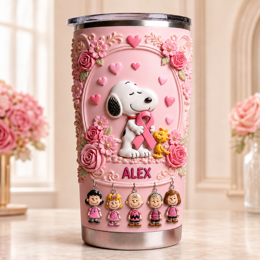 Cancer Awareness Comic Friends Tumbler - Custom Name Tumbler