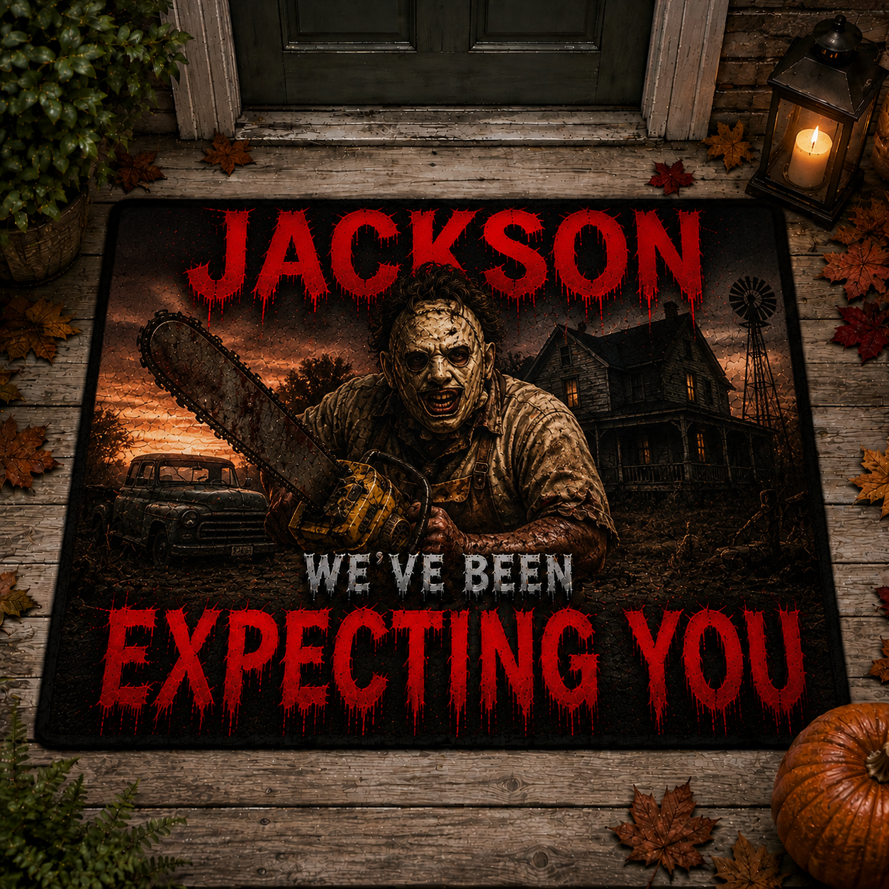 Horror Characters Halloween Doormat - Personalized Creepy Legends Rug