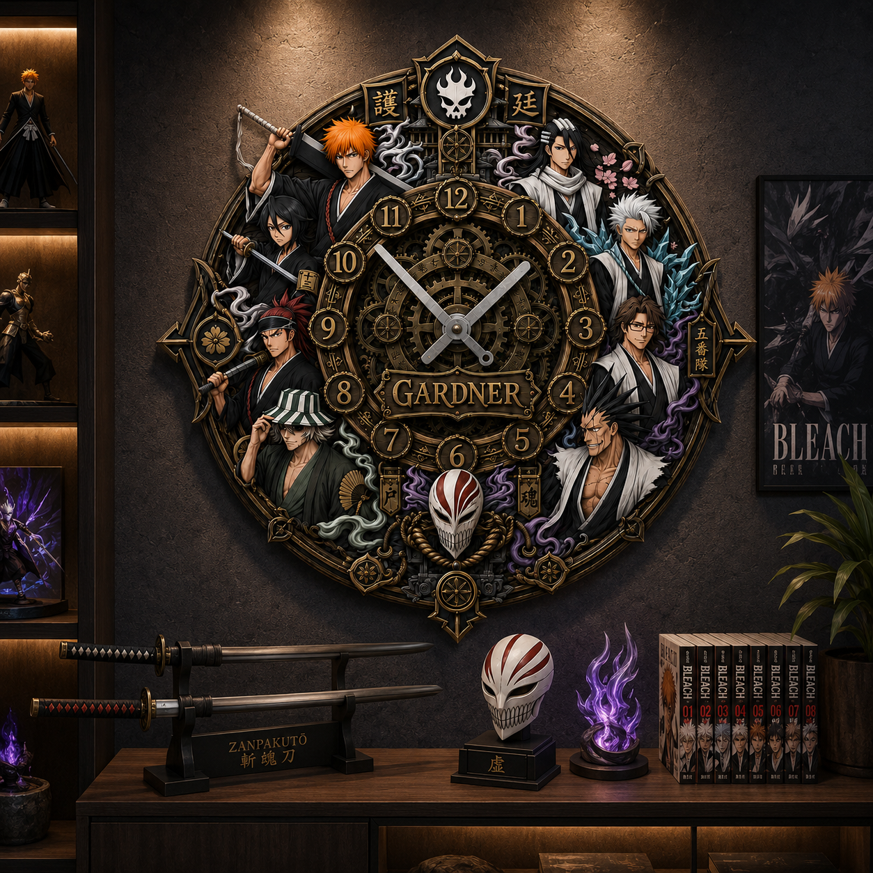 Anime Spirit Warrior Squad Acrylic Hanging Wall Clock - Personalized Gifts For Anime Lovers