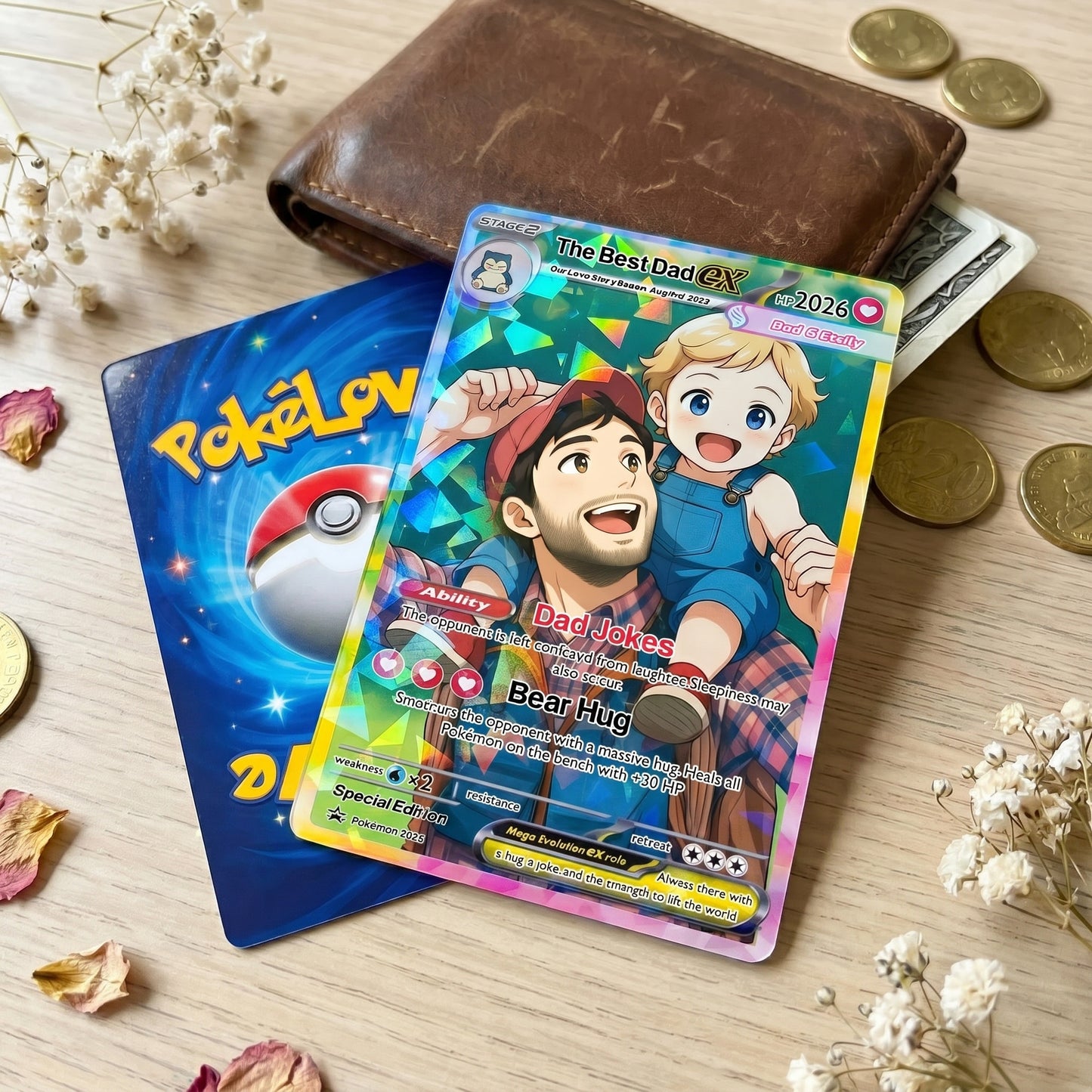 Custom PKM -Inspired Couple Keepsake Wedding & Anniversary Photo to Holo Card