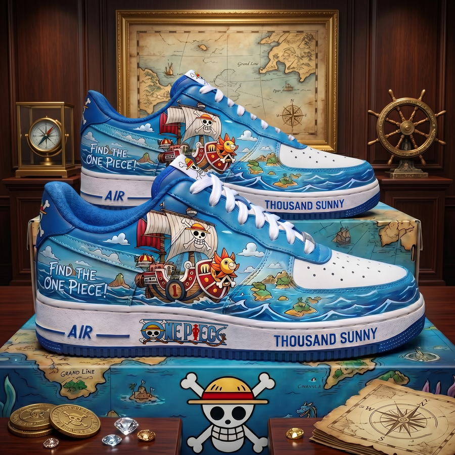 Blue Ocean Adventure Custom Sneakers - Custom Character Low Top Streetwear Shoes