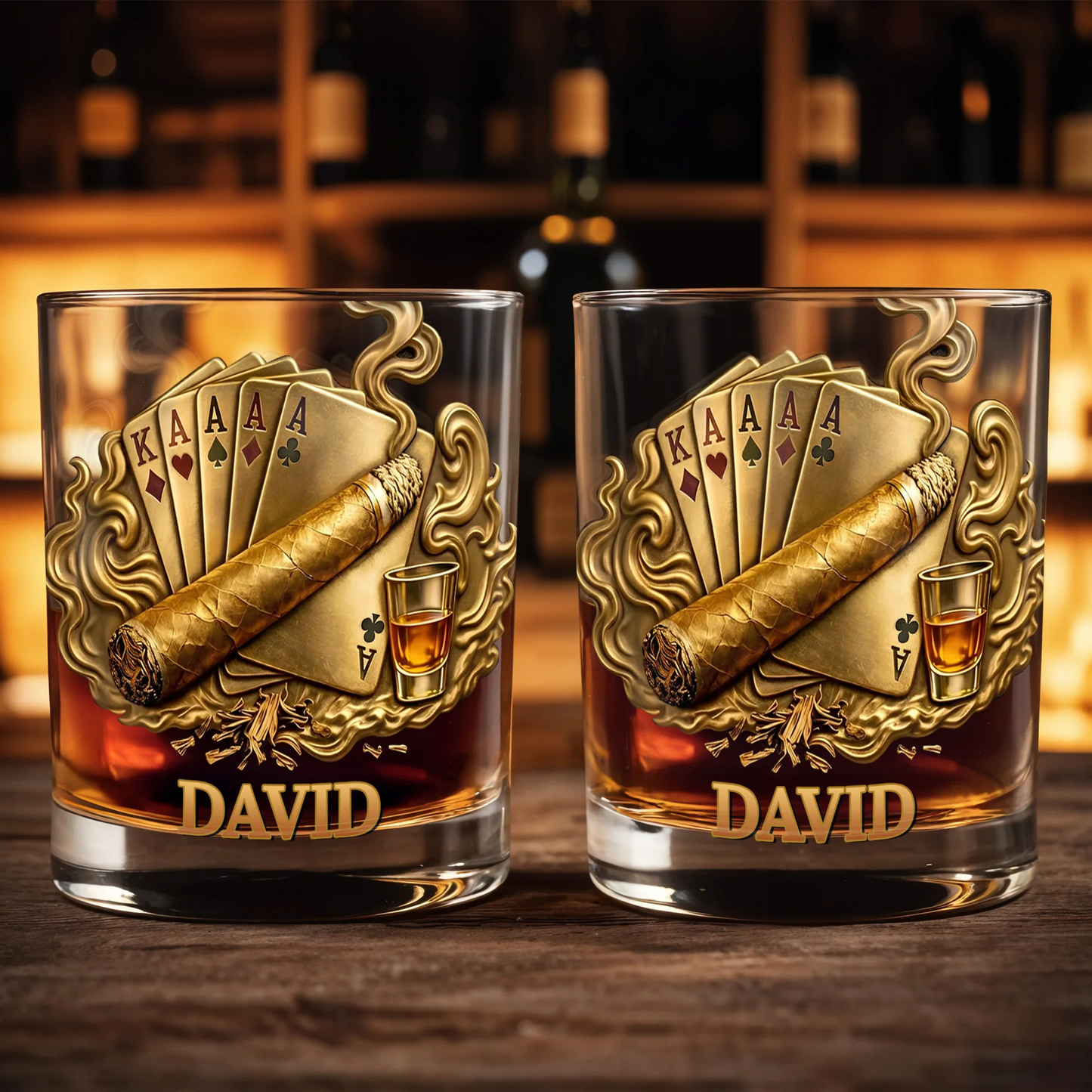 Victory Playing Cards Cigar, Whiskey Glass, Gift For Dad And Poker Lovers