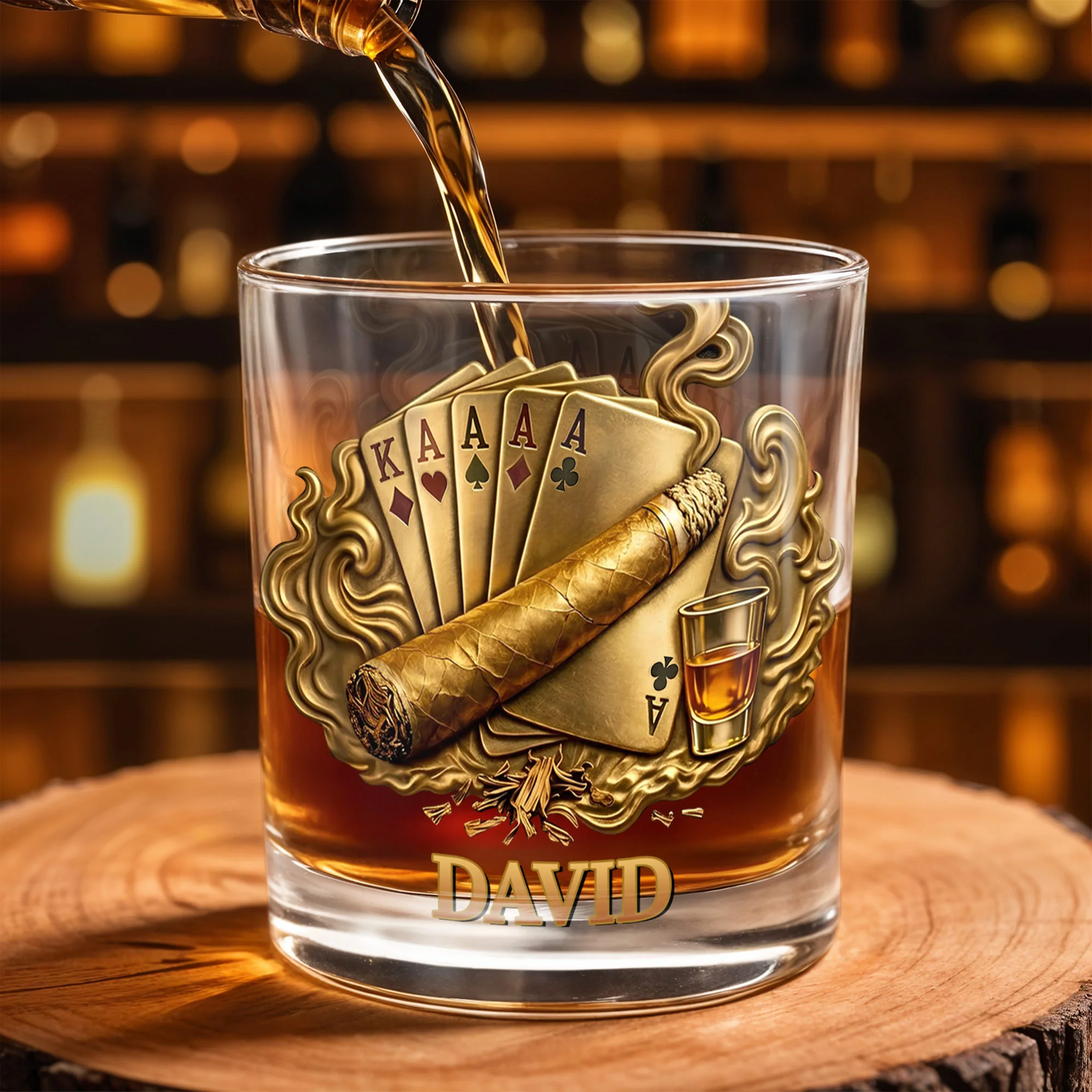 Victory Playing Cards Cigar, Whiskey Glass, Gift For Dad And Poker Lovers