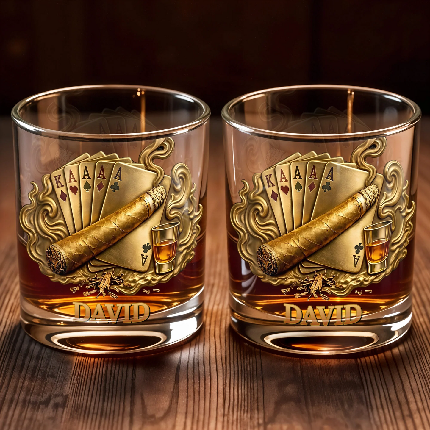 Victory Playing Cards Cigar, Whiskey Glass, Gift For Dad And Poker Lovers
