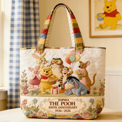 Honey Bear Celebrate 100 Years Of Friendship - Personalized Quilted Tote Bag