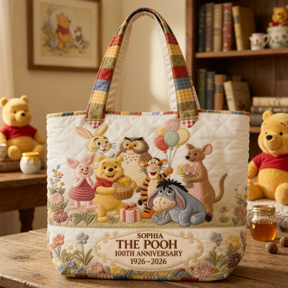 Honey Bear Celebrate 100 Years Of Friendship - Personalized Quilted Tote Bag