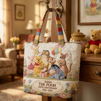 Honey Bear Celebrate 100 Years Of Friendship - Personalized Quilted Tote Bag