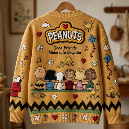 Happy Friends Together Custom Name Gifts For Her - Personalized Knitted Cardigan
