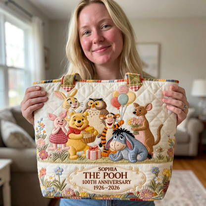 Honey Bear Celebrate 100 Years Of Friendship - Personalized Quilted Tote Bag