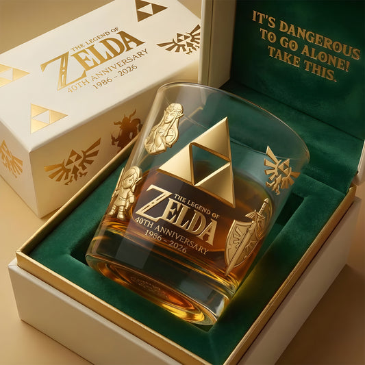 Legend Triforce 40th Anniversary - Personalized The Hero's Legend Whiskey Glass