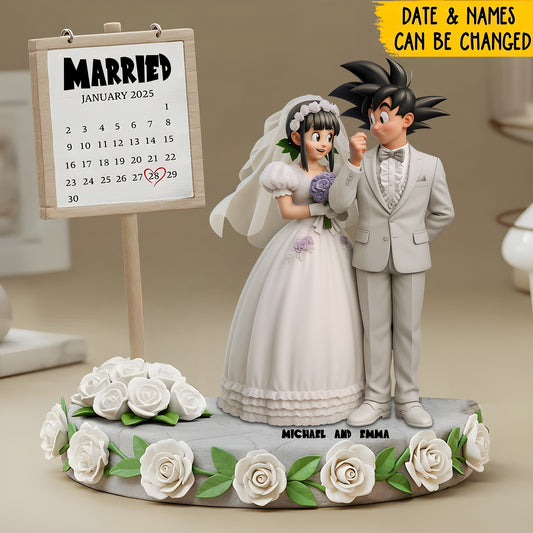 Happy Anniversary Manga Couple - Personalized Anime Custom Shaped Acrylic Plaque