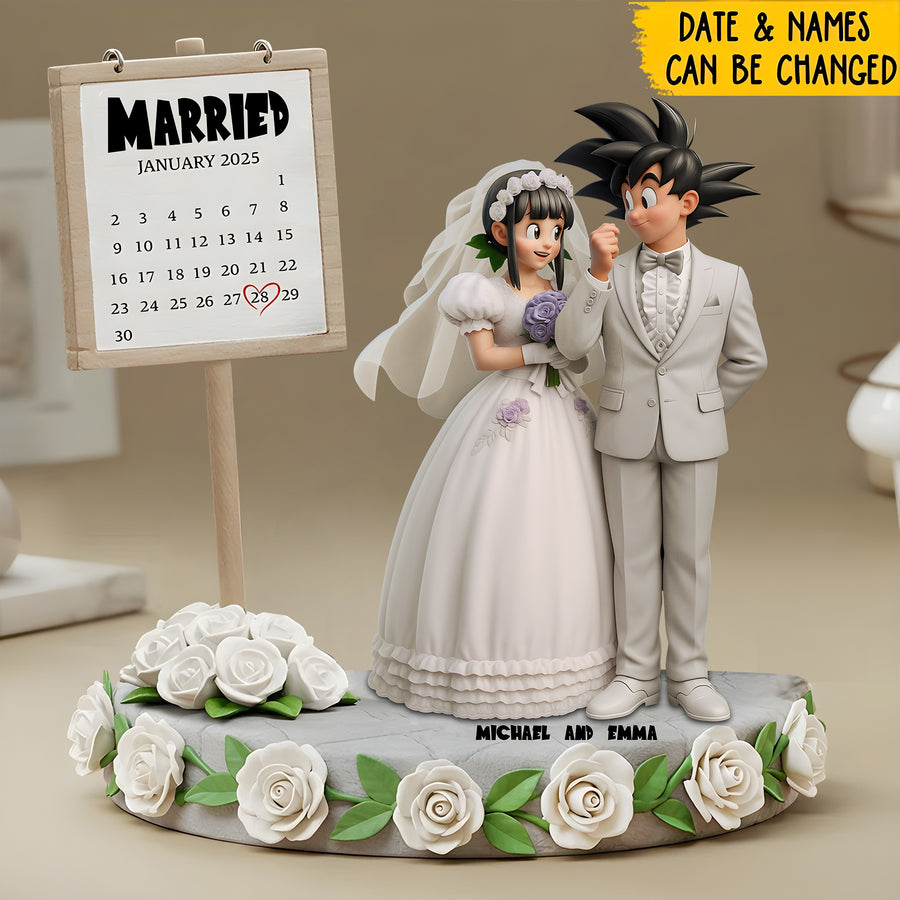 Happy Anniversary Manga Couple - Personalized Anime Custom Shaped Acrylic Plaque