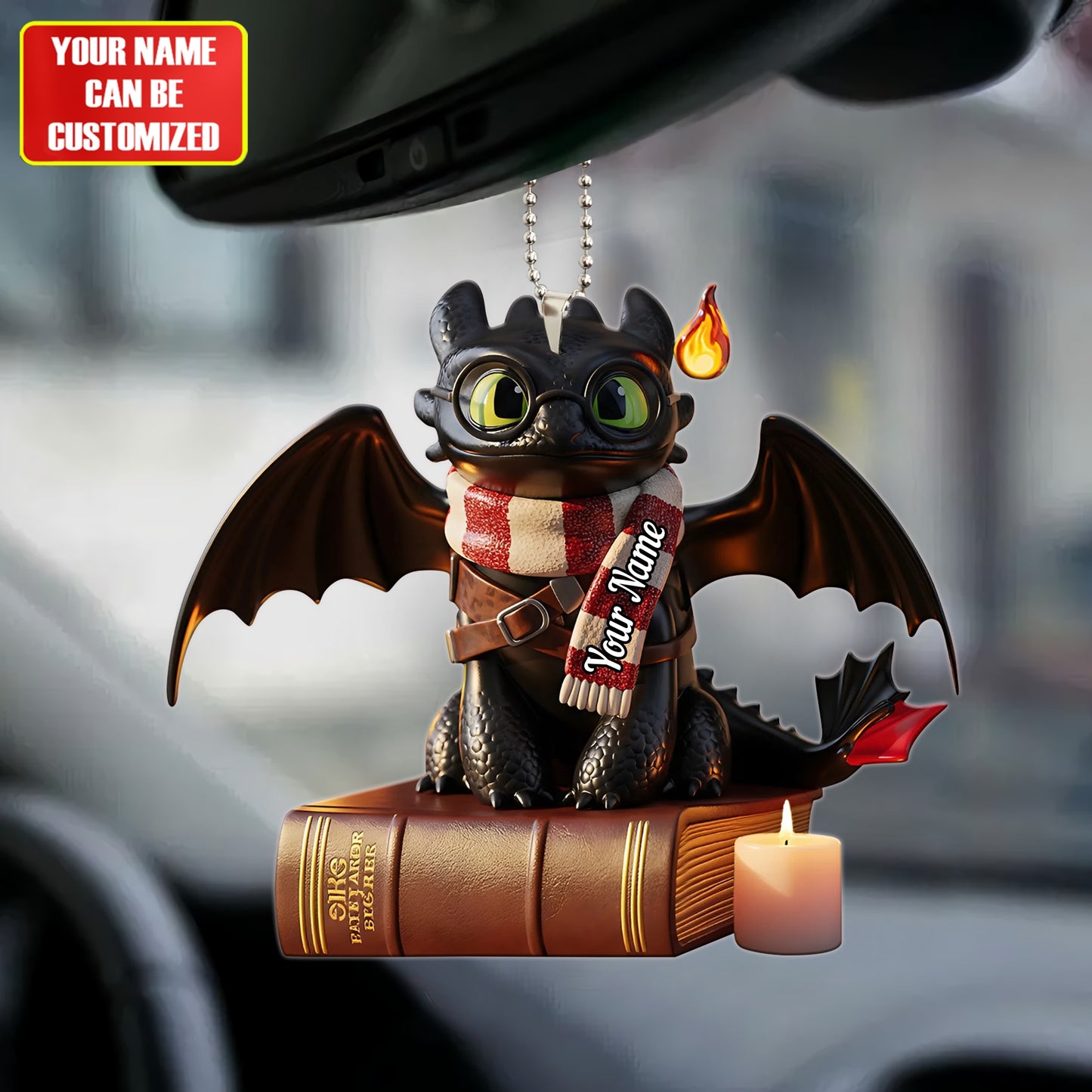 Dragon Book - Personalized Custom Shaped Car Ornament