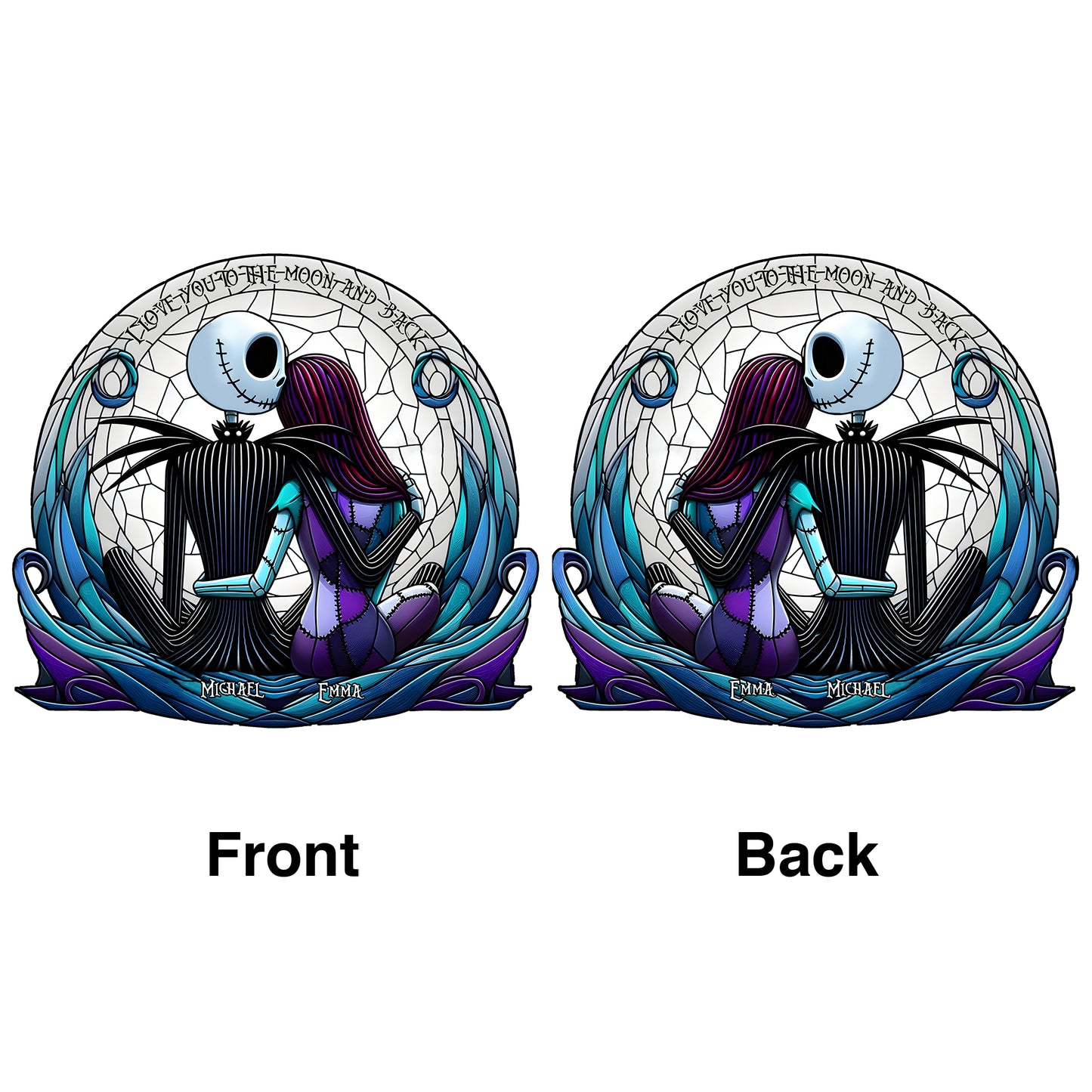 I Love You To The Moon And Back - Personalized Couple Window Hanging Suncatcher Ornament