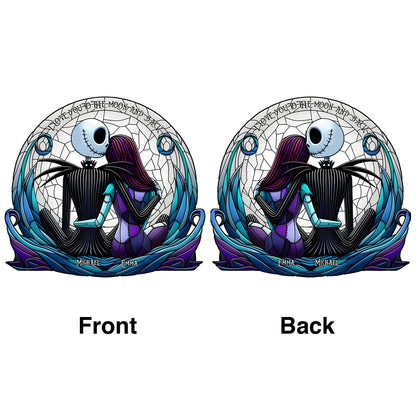 I Love You To The Moon And Back - Personalized Couple Window Hanging Suncatcher Ornament