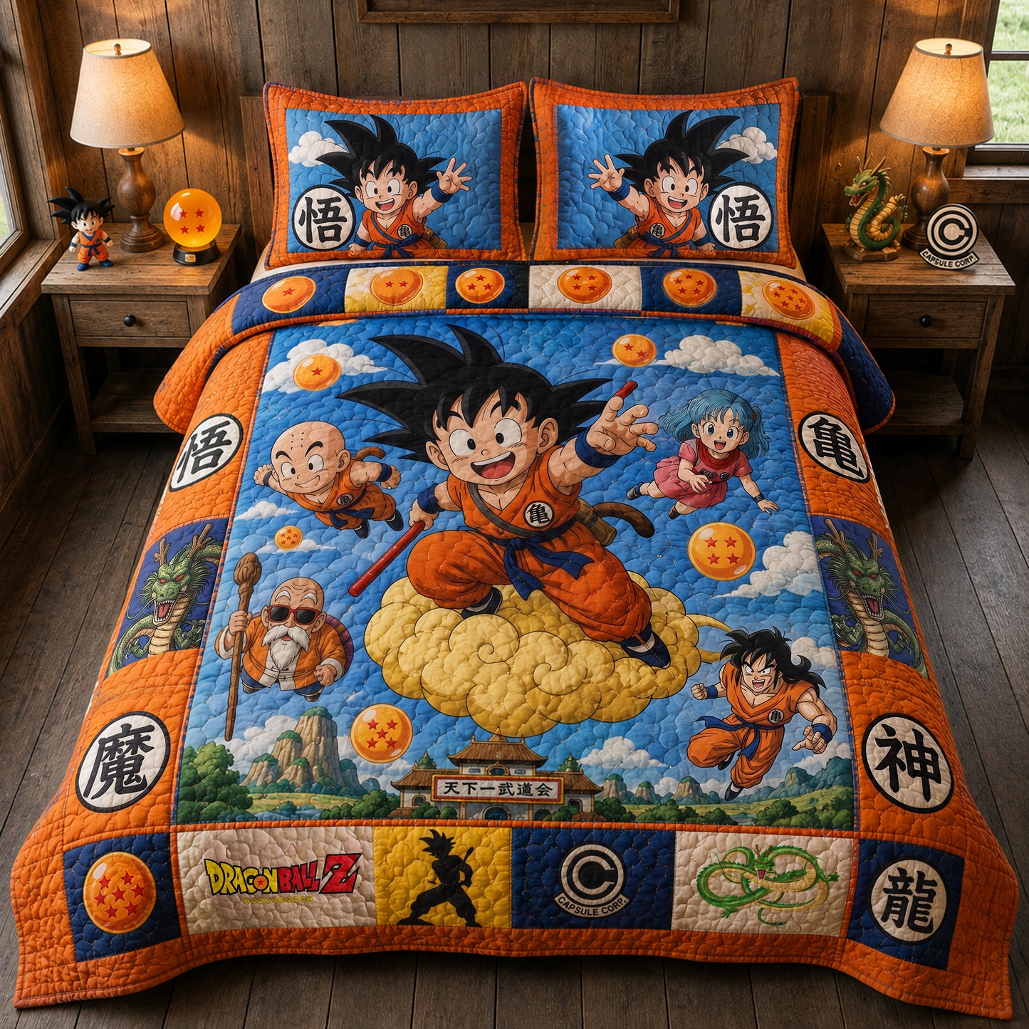 Anime Martial Arts Adventure Quilt Bedding Set – Anime Fan Bedroom Gift